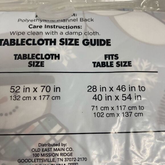 HOLIDAY STYLE Two  Rectangular Tablecloth  52”X70” Red & White Christmas Reindee - Picture 5 of 5